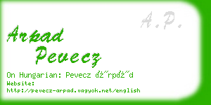 arpad pevecz business card